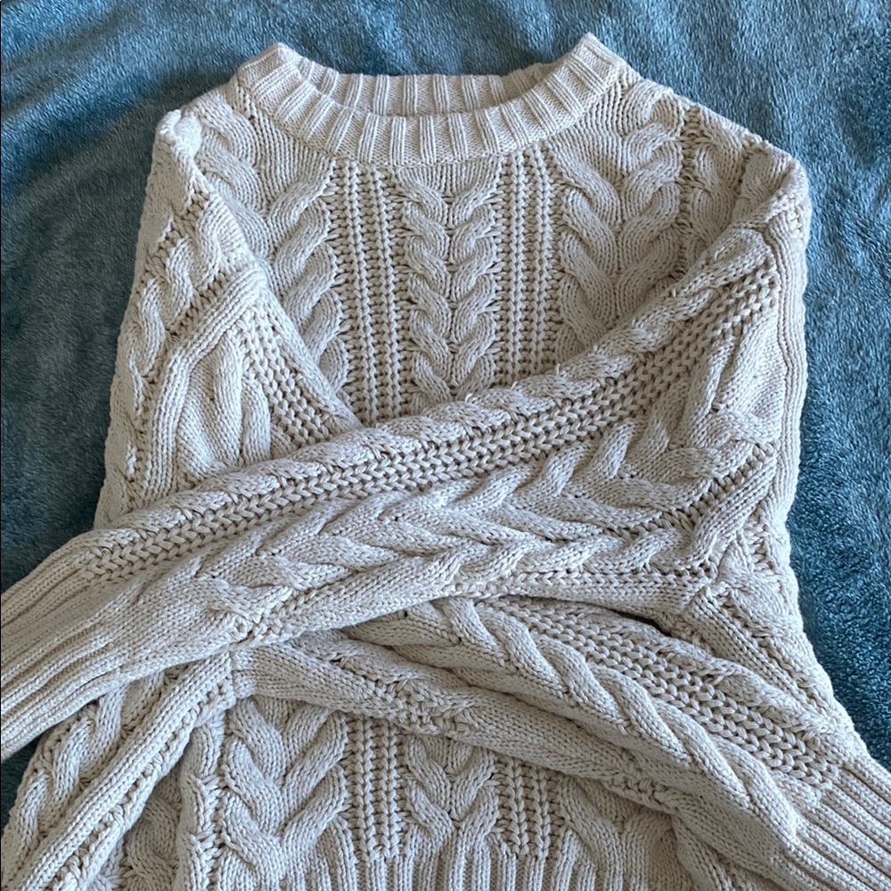 Cable Knit Cream Sweater PacSun